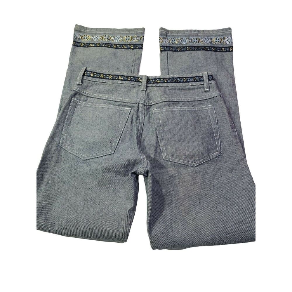 Vasco Jeans 9/10 Womens Printed Hems 100% Cotton‎ Gray High Rise Straight Leg